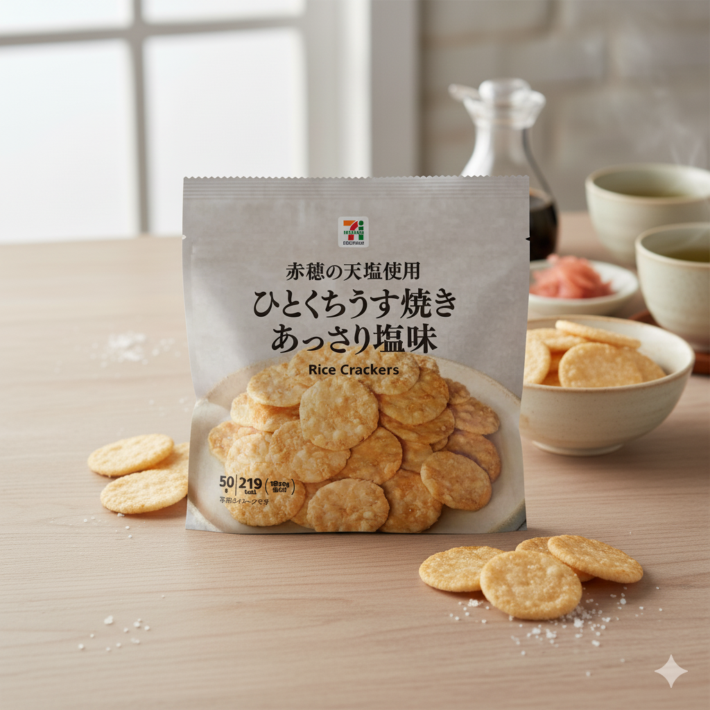 일본 세븐일레븐 한입 우스야키 담백한 소금맛 센베이