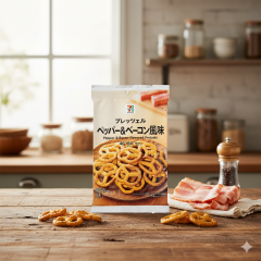 일본 세븐일레븐 프레첼 페퍼&베이컨 풍미