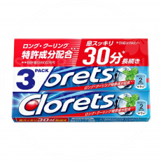 일본 클로레츠 클리어민트 스틱껌 파랑 3개세트