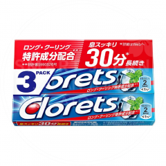 일본 클로레츠 클리어민트 스틱껌 파랑 3개세트