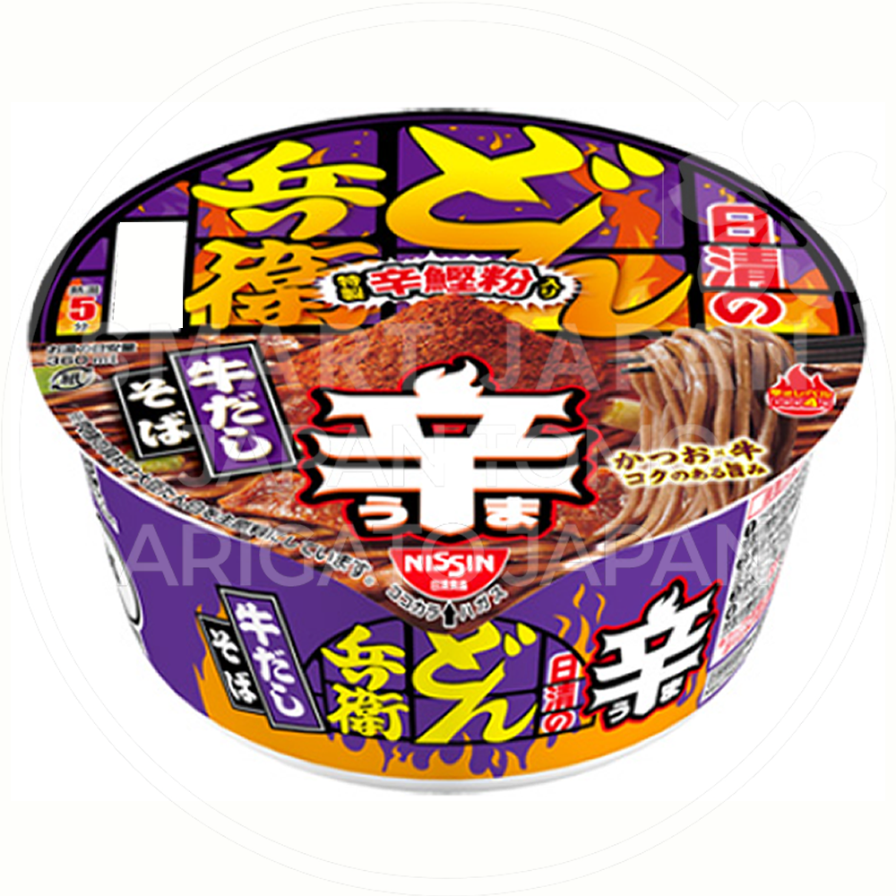 일본 닛신 돈베이 컵라면 매운시리즈 규다시 소고기육수 소바, 94g