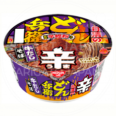 일본 닛신 돈베이 컵라면 매운시리즈 규다시 소고기육수 소바, 94g