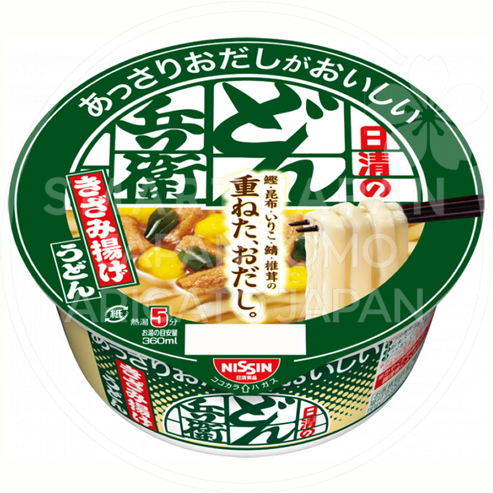 일본 닛신 돈베이 컵라면 앗사리다시 키자미아게 우동 초록, 68g
