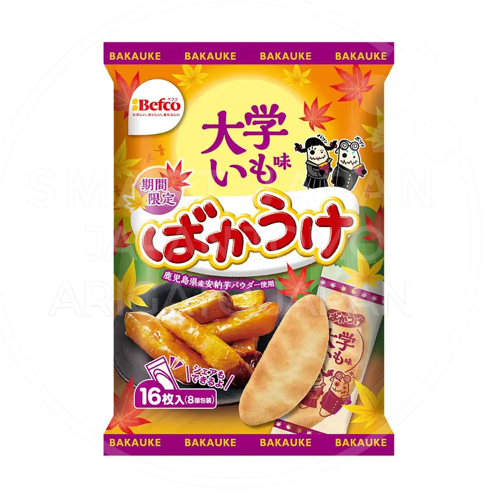 일본 Befco 바카우케 센베이 다이가쿠이모 고구마맛탕 16매 /일본 과자