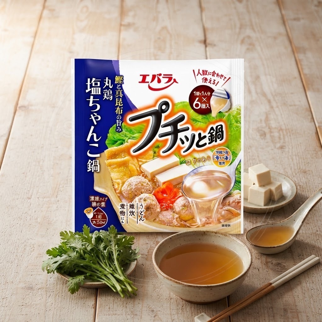 일본 에바라 푸칫토 나베 캡슐스프 소금창코전골 6개입 파랑 138g