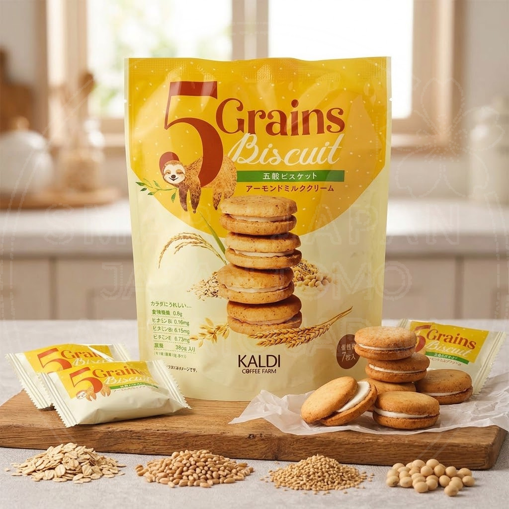 칼디 오곡비스켓 아몬드밀크크림 7매 / 일본 KALDI 80g