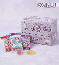 일본 후지야 페코 산리오 캐릭터즈 촉촉반짝 스티커 젤리 딸기&파인맛 20개입 세트 380g