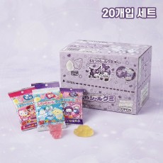 일본 후지야 페코 산리오 캐릭터즈 촉촉반짝 스티커 젤리 딸기&파인맛 20개입 세트 380g