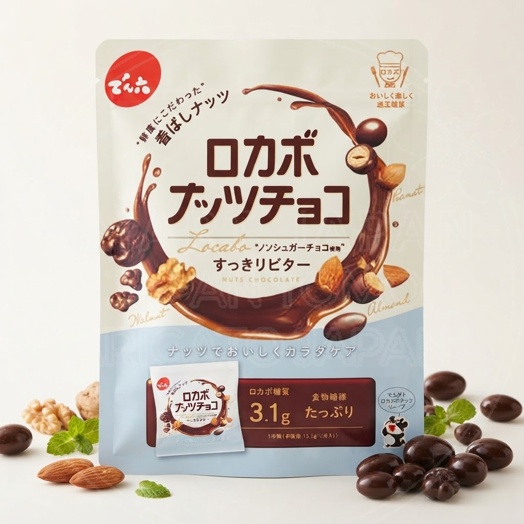 일본 덴로쿠 로카보(저당) 너츠 초콜릿 깔끔한 비터 봉지타입 146g