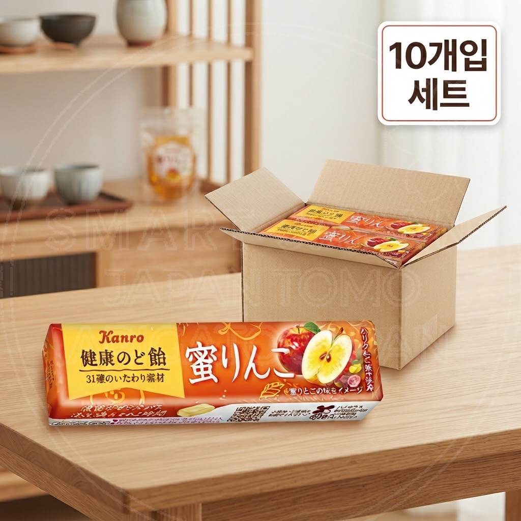 [10개세트] 일본 칸로 켄코노도아메 건강 목캔디 꿀사과맛 11개입 스틱타입