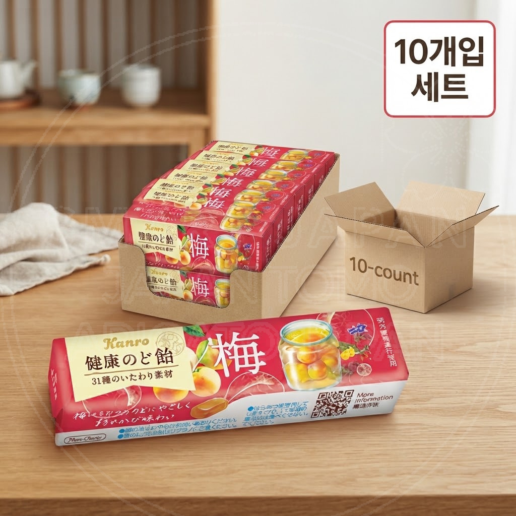 [10개세트] 일본 칸로 켄코노도아메 건강 목캔디 매실맛 11개입 스틱타입