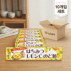 [10개세트] 일본 칸로 하치미츠 꿀 C 목캔디 레몬맛 11개입 스틱타입