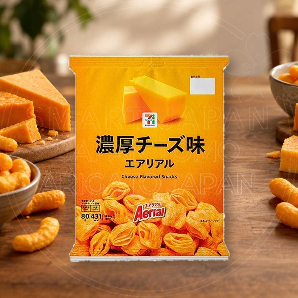 일본 세븐일레븐 에어리얼 진한 치즈맛 콘스낵 80g /일본 과자