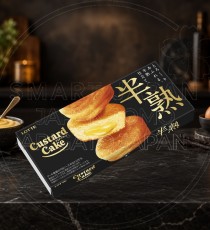 일본 롯데 반숙 커스터드 케이크 3개입 86g 검정 박스 /일본 과자