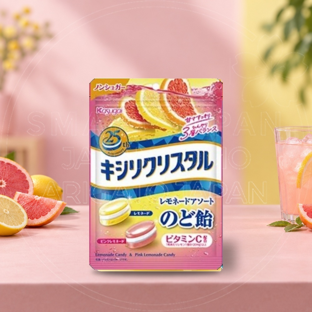 일본 카스가이 키시리크리스탈 레모네이드 어소트 목캔디 63g /일본 사탕