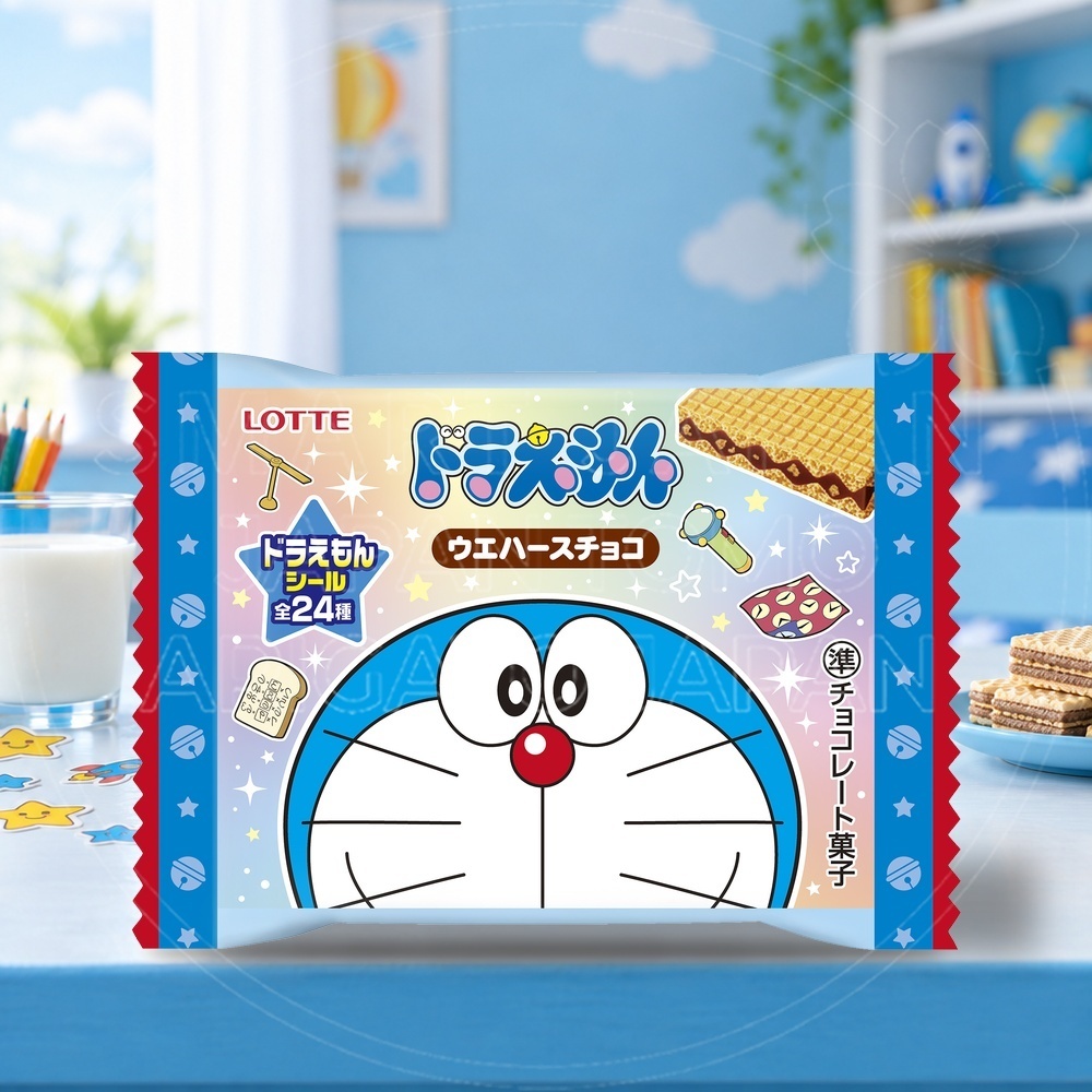 일본 롯데 도라에몽 웨하스 초코 스티커 1개입 23g /일본 초콜릿