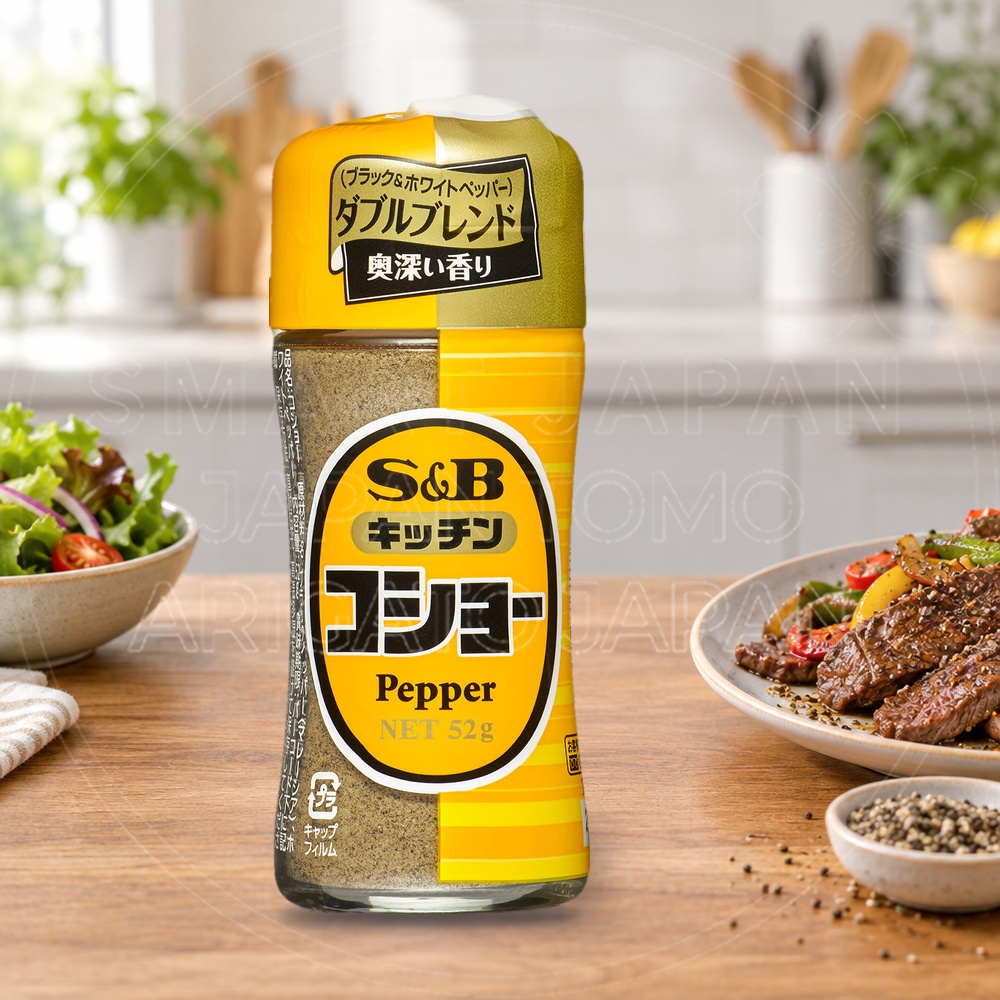 일본 에스비 키친 코쇼 화이트 블랙 블렌드 후추 노랑 병 52g