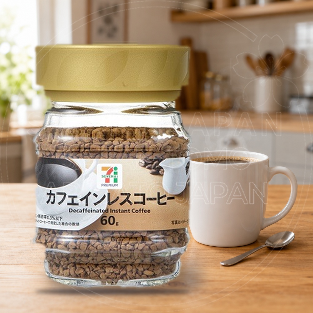 일본 세븐일레븐 프리미엄 카페인레스 인스턴트커피 병 60g