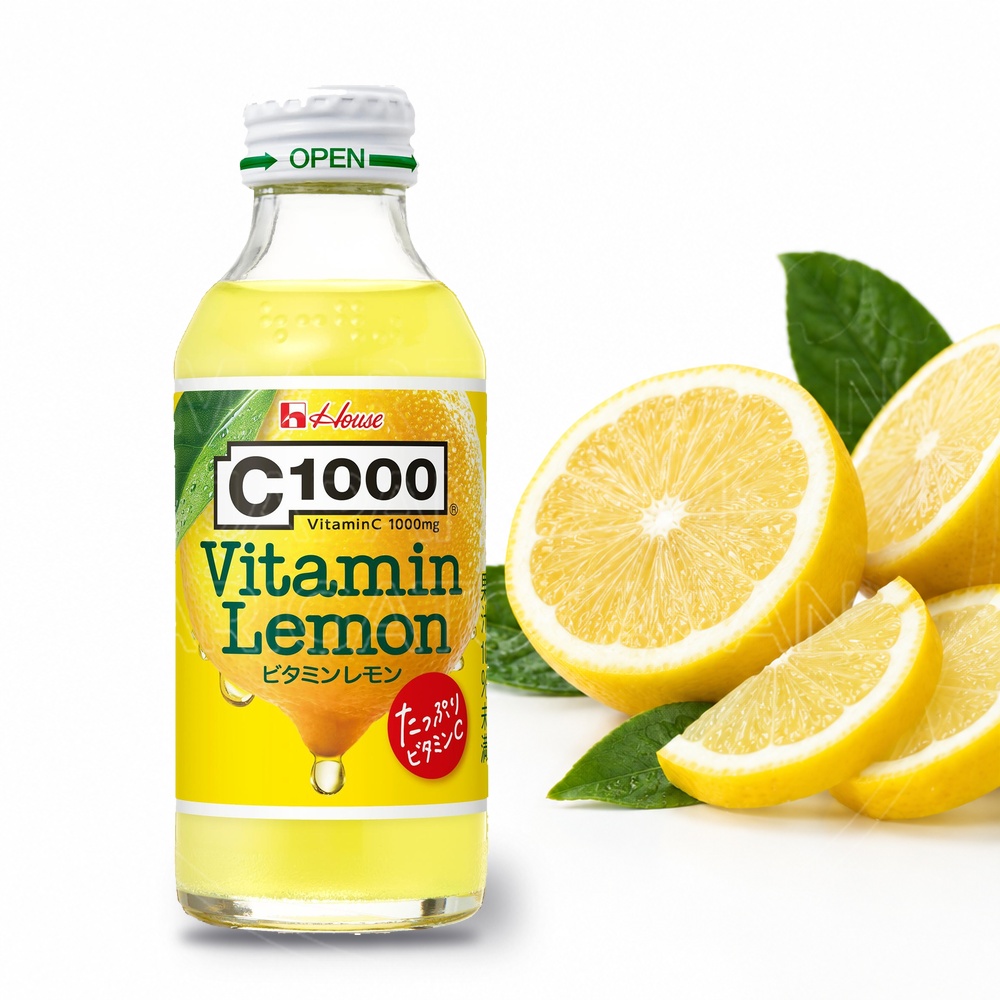 일본 하우스 C1000 비타민 레몬 음료 140ml 병타입