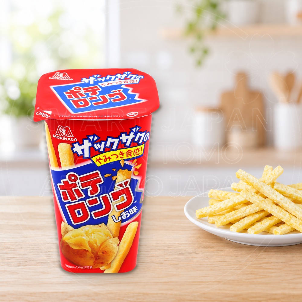 일본 모리나가 포테롱 소금맛 감자 스낵 45g 빨강