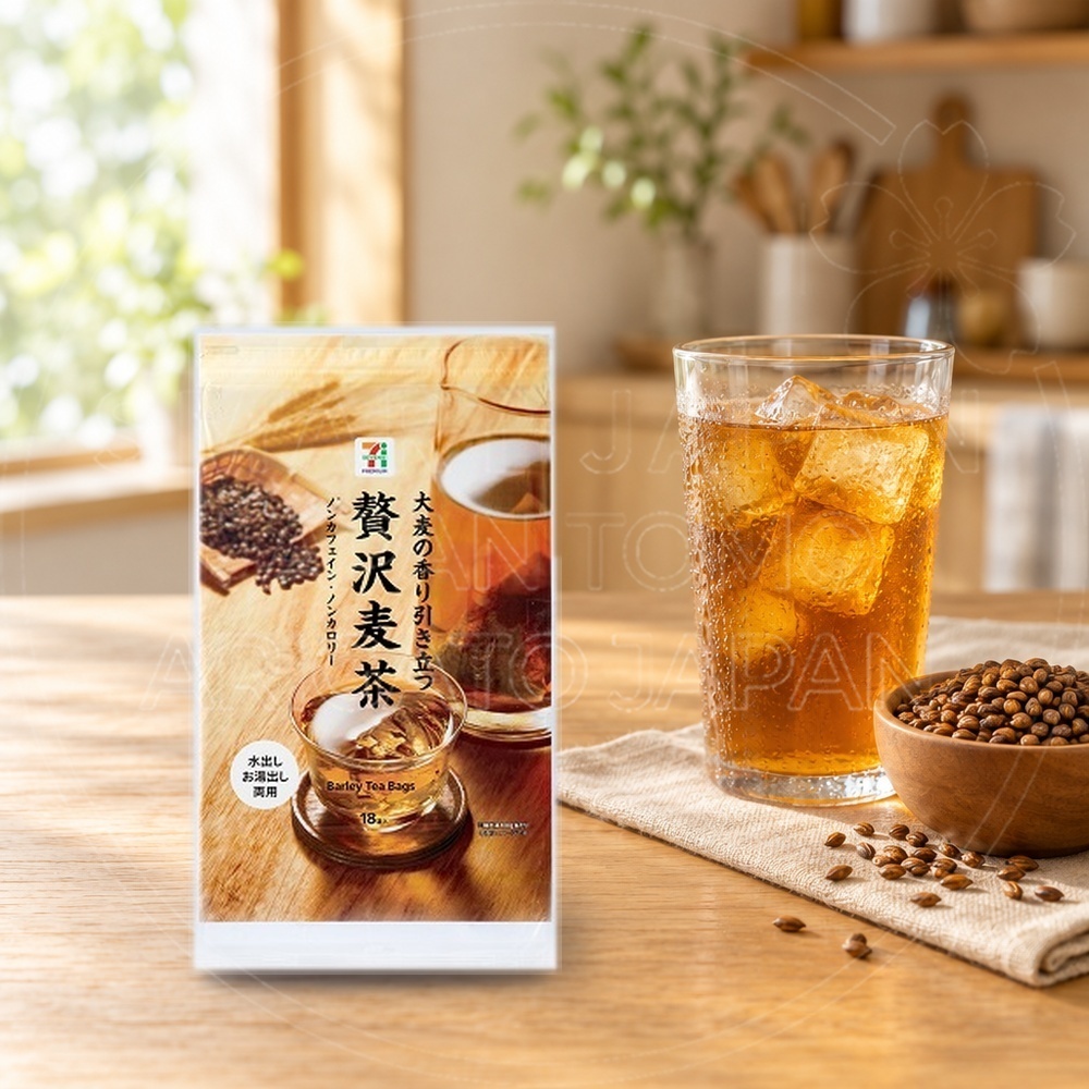 일본 세븐일레븐 프리미엄 보리차 무기차 티백 18개입 450g