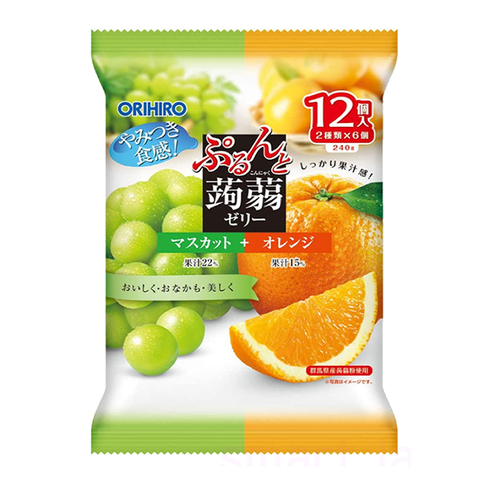 ★★반액 할인★★ [오리히로] 곤약젤리 파우치 12개입 / 청포도+오렌지