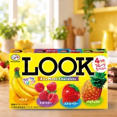 일본 후지야 LOOK 룩 초콜릿 아라모드 4가지 과일맛 12개입 46g 노랑 박스
